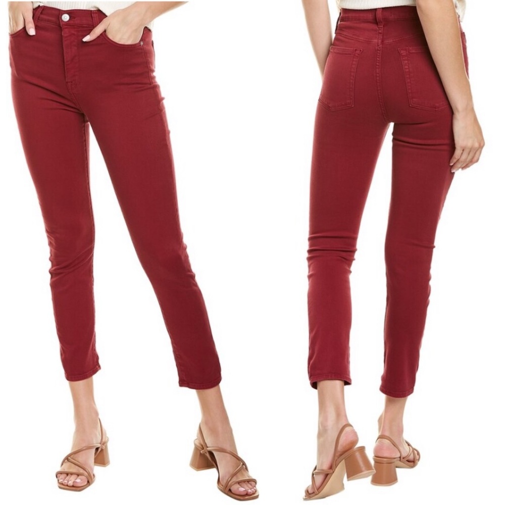 NWT 7 For All Mankind High Waist Ankle Skinny Jeans Merlot 25